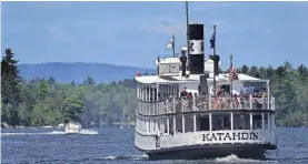  ?? ROBERT F. BUKATY/AP ?? The Steamboat Katahdin heads out of Greenville, Maine, on a tour of Moosehead Lake in 2020.
