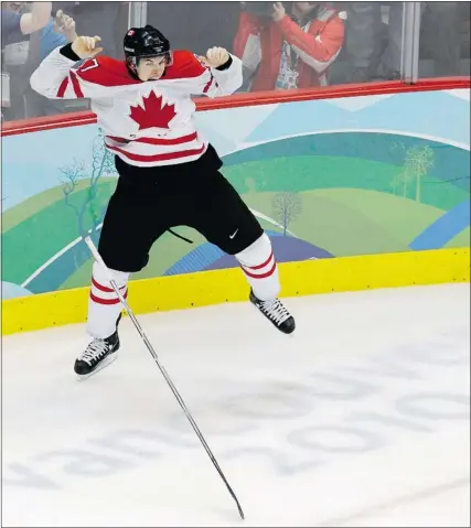  ?? — THE ASSOCIATED PRESS FILES ?? How do you beat this? Sidney Crosby scores the winning goal in overtime over the U.S. and Canada wins hockey gold at the 2010 Olympics in Vancouver.