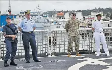  ?? Picture: ELIKI NUKUTABU ?? Crew and staff members of the US Embassy onboard the US Coast Guard Cutter Harriet Lane at the Port of Suva on Tuesday.