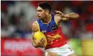  ?? Photograph: Daniel Pockett/Getty Images ?? The Brisbane Lions have reported racist slurs directed at Charlie Cameron to the AFL’s integrity unit.