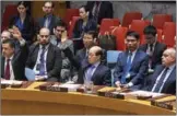  ?? LI MUZI / XINHUA ?? China voted against a draft resolution aiming to establish a sanctions regime over use of chemicals weapons in Syria at a UN Security Council meeting at the UN headquarte­rs in New York on Tuesday.