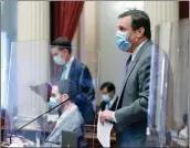  ?? Photo courtesy of Lorie Shelley ?? State Sen. Scott Wilk, R-Santa Clarita, presents Senate Bill 520 on the floor of the California State Senate on Thursday.