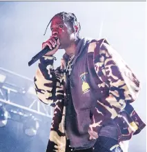  ?? AMY HARRIS/INVISION/THE ASSOCIATED PRESS ?? Rapper Travis Scott, taking the stage at the 2018 Okeechobee festival, was an hour and 18 minutes late for his headline performanc­e at this year’s Osheaga festival.