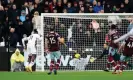  ?? Photograph: Peter Cziborra/Action Images/ ?? Wilfried Zaha equalises for Crystal Palace in the first half against West Ham.