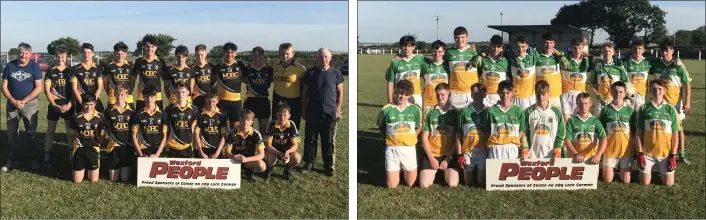  ??  ?? The Réalt na Mara squad before the game in Coolree. The Hollow Rovers contingent.