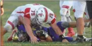  ?? ERIC BONZAR — THE MORNING JOURNAL ?? Lineman Trevor Stefanski and the (75) and the Firelands defense have been stout in four games.