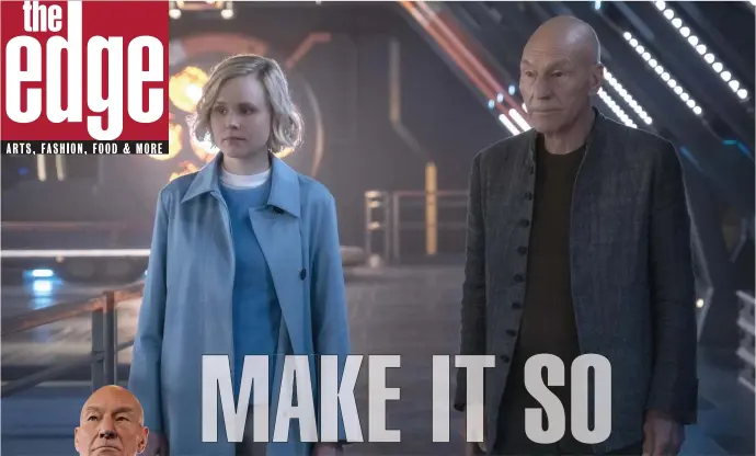  ??  ?? THE FINAL FRONTIER: Alison Pill and Patrick Stewart, above right and at left, star in ‘Star Trek: Picard,’ which begins streaming Jan. 23 on CBS All Access. The series opener finds Jean-Luc Picard (Stewart) retired to his family vineyard in France.