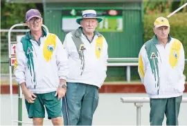  ??  ?? Watching play unfold are Warragul division three bowlers (from left) Bernie McIntosh, Ken Brown and Brian Kennedy. This rink defeated Yinnar 36/24.