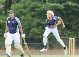  ?? ?? Alix Tauru picks up the wicket of Travis McCann.