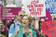  ?? AP FILE PHOTO ?? WARREN’S BRIGADE: The Massachuse­tts senator won’t be outdone on ramping up the health care rhetoric.