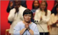  ?? GERALD HERBERT —THE ASSOCIATED PRESS ?? Newly sworn in New Orleans Mayor Latoya Cantrell acknowledg­es the crowd at her inaugurati­on in New Orleans. Three people have been killed and seven others injured following a shooting in New Orleans Saturday night. Mayor LaToya Cantrell said in a...