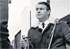  ??  ?? Parry-jones in his trademark sheepskin coat outside BBC Wales, 1967: he was a natural in front of a microphone