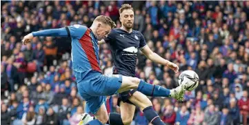  ?? ?? Caley Thistle’s Billy McKay scores in the 3-0 win over Falkirk in the semi-final.