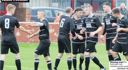  ??  ?? Winning waysThe Rutherglen lads celebrate another goal 150918this­tle_006