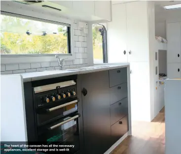 ??  ?? The heart of the caravan has all the necessary appliances, excellent storage and is well-lit