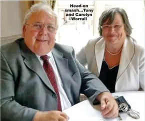  ?? Picture: CAVENDISH PRESS ?? Head-on smash...Tony and Carolyn Worrall