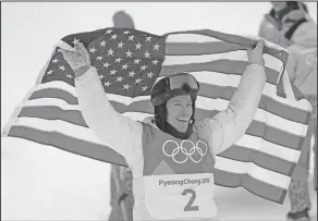  ?? Associated Press ?? White wins gold: Shaun White, of the United States, celebrates winning gold after his run during the men's halfpipe finals at Phoenix Snow Park at the 2018 Winter Olympics in Pyeongchan­g, South Korea, Wednesday.