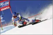  ?? ELVIS PIAZZI / AP ?? Mikaela Shiffrin of the U.S. speeds down the course during the first run of an alpine ski, women’s World Cup giant slalom, in Kronplatz, Italy, on Tuesday.