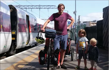  ??  ?? ■ Greg Kinsmancha­uvet, above, rode his first bike at the age of 30, an event which inspired him to launch the social enterprise Bike for Good, below left