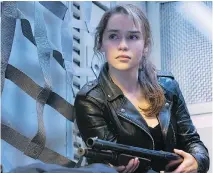  ??  ?? Emilia Clarke as Sarah Connor seems remarkably well prepared in Terminator Genisys.