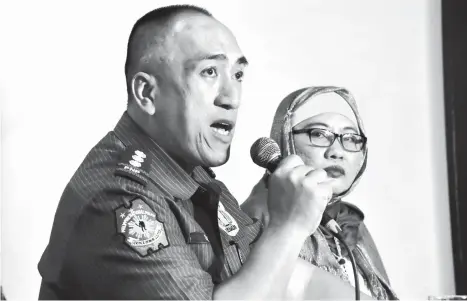  ?? MACKY LIM ?? SECURITY PREPARATIO­NS. Davao City Police Office Director Senior Supt. Alexander Tagum during yesterday's AFP-PNP Press Corps Media Forum said that the Davao City Police have already requested for additional troops from the Police Regional Office 11 to...