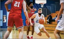  ?? JAMES BEAVER — FOR MEDIANEWS GROUP ?? North Penn’s Josh Jones (23), pictured here during the Knights’ game against Souderton on Jan. 19, 2021, scored 11points in NP’s win over Conestoga in the District 1-6A second round Tuesday.