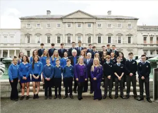  ??  ?? Students who entered the 2017 Scholarshi­p programme at Leinster House