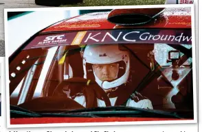  ?? ?? A Hoy there: Olympic legend Sir Chris — a man accustomed to high speeds and even higher risks — gets behind the wheel of a Mitsubishi Evo 9 as he takes part in his first-ever rally