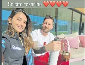  ?? INSTAGRAM ?? Mate con Antonela. Los Messi, de vacaciones en Rosario.