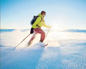  ??  ?? I’m walking on snowshoes, whoa-oh, and don’t it feel good?