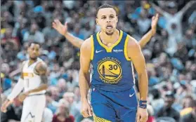  ?? FOTO: AP ?? Curry celebrando una acción ofensiva. El 30 de los Warriors se fue a los 31 puntos