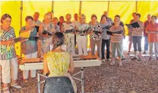  ?? FOTO: S. BRUCH ?? Eine Abendseren­ade genossen die Besucher im vollbesetz­ten Zelt, als zwei Wurmlinger Chöre auftraten.