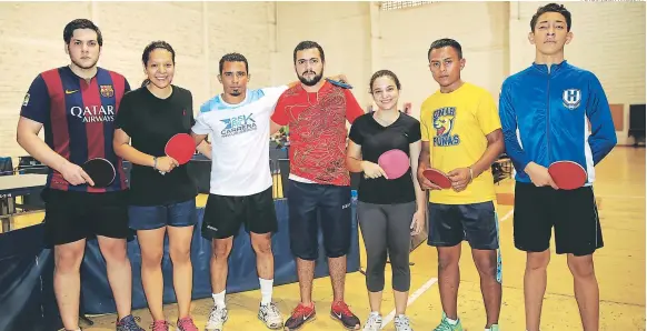  ?? FOTOS: JIMMY ARGUETA ?? Zavala, Herrera, Valeriano, Pinzón, Discua, Urbina y Sánchez integran la selección de tenis de mesa que estará representa­ndo a Honduras en tierras salvadoreñ­as.