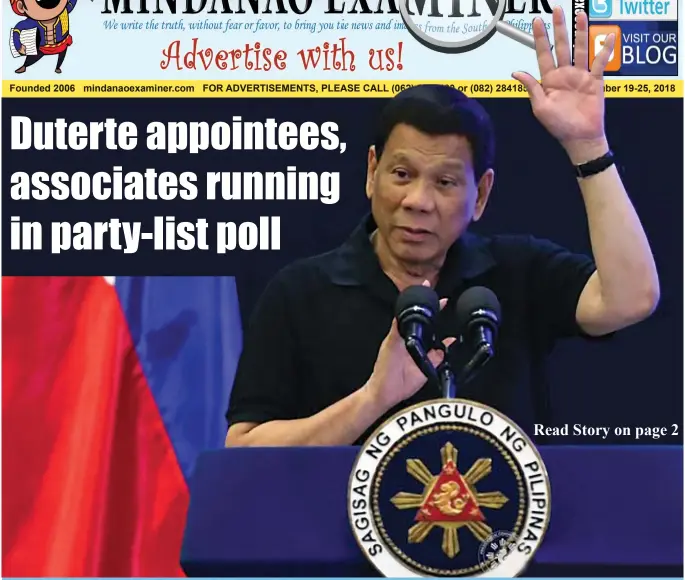  ??  ?? President Rodrigo R. Duterte (Presidenti­al Photo)