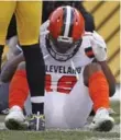  ?? KEITH SRAKOCIC/AP ?? Browns receiver Corey Coleman looks dejected after letting a late pass slip through his hands.