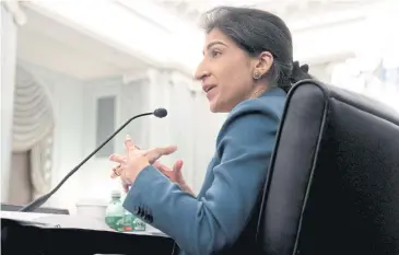  ?? ?? Lina Khan, head of the Federal Trade Commission (FTC), speaks before a Senate Committee on Commerce, Science, and Transporta­tion in Washington, DC.