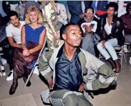  ??  ?? voguing: Striking a pose in Brooklyn, 1986.