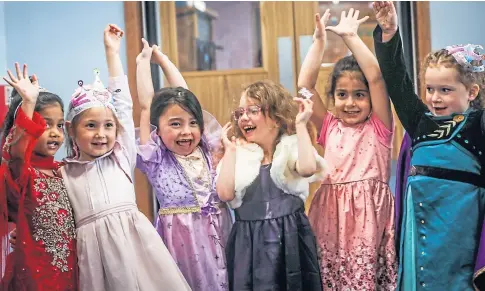  ?? ?? A selection of queens and princesses enjoying the fun at Dens Road Primary in Dundee.