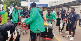  ?? ?? Flying Eagles on their arrival in Buenos Aires airport on Thursday ahead of their final Group D clash with Brazil tomorrow night