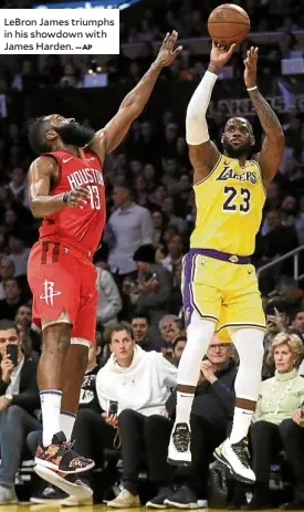  ?? —AP ?? LeBron James triumphs in his showdown with James Harden.