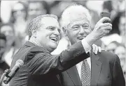  ?? DANNY JOHNSTON/ASSOCIATED PRESS ?? Sen. Mark Pryor, D-Ark., takes a selfie with former President Bill Clinton at a political rally at the University of Central Arkansas in October 2014.