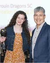  ?? ?? U17 girls best and fairest Lucia Trenton with coach Oscar Correa.