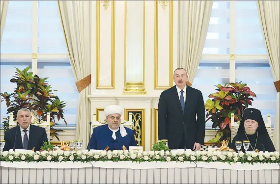  ??  ?? president Aliyev made a speech at an Iftar ceremony hosted by Chairman of the Caucasus Muslims Office Sheikhulis­lam Allahshuku­r Pashazade on June 6.