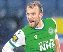  ??  ?? Hibees Welsh front man Christian Doidge