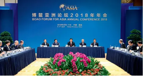  ??  ?? El presidente Xi Jinping en la conferenci­a anual del Foro de Boao para Asia 2018.