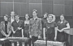  ?? Submitted photo ?? MOVIE MUSIC: The Shadow Ensemble, from left, Felix Taylor, Ryan Cockerham, Bryan Mota, Jordan Seres, Jake Henbest, Nery Rivas, Kristen Bradbury and Alicia Contreras, will perform live April 29 during a screening of the 1927 silent film “Metropolis” on...