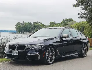  ?? PHOTOS: BRIAN HARPER ?? The well-equipped 2018 BMW M550i xDrive weighs in at 2,058 kilograms, with a front/rear weight bias of approximat­ely 55/45 per cent.