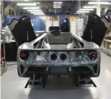  ?? MARK RICHARDSON ?? A Ford GT takes shape at Multimatic’s Markham plant. Only Master Ford technician­s will be eligible for Ford GT technical training at the facility.