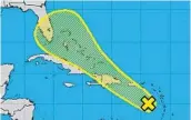  ?? NATIONAL HURRICANE CENTER/COURTESY ?? The National Hurricane Center is monitoring a disturbanc­e that has a 20% chance of tropical system formation.