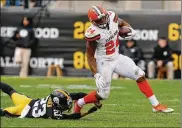  ?? JUSTIN K. ALLER / GETTY IMAGES 2018 ?? ProFootbal­lFocus.com gave Nick Chubb its highest overall grade last season among 61 qualifying running backs. Both his 4.47 yards after contact per attempt and his elusive rating ranked first.